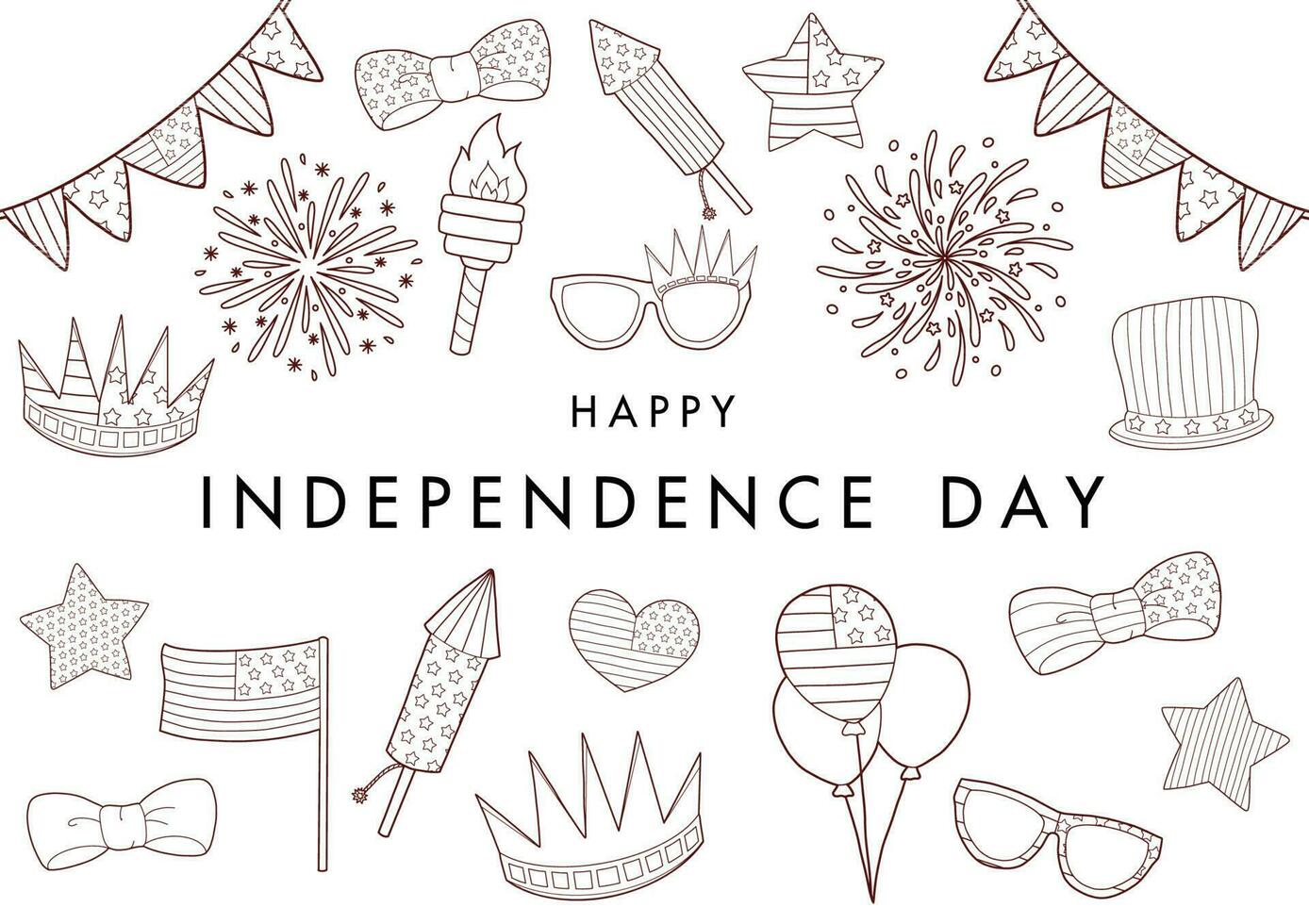 4e juli gelukkig Verenigde Staten van Amerika onafhankelijkheid dag tekening vector. Amerika nationaal geïsoleerd symbolen elementen Aan wit achtergrond vector