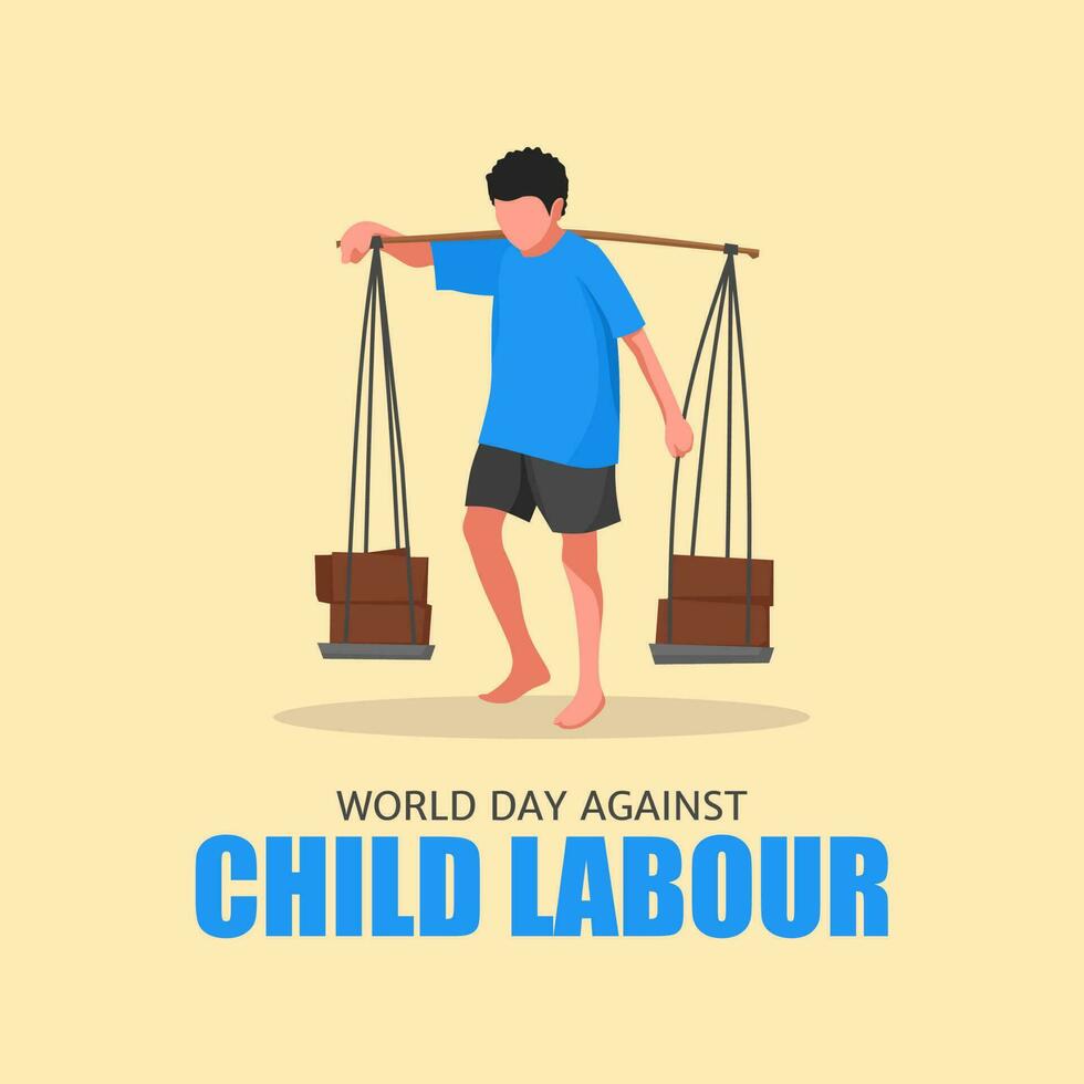 wereld dag tegen kind arbeid vector illustratie. geschikt voor poster, spandoeken, campagne en groet kaart.