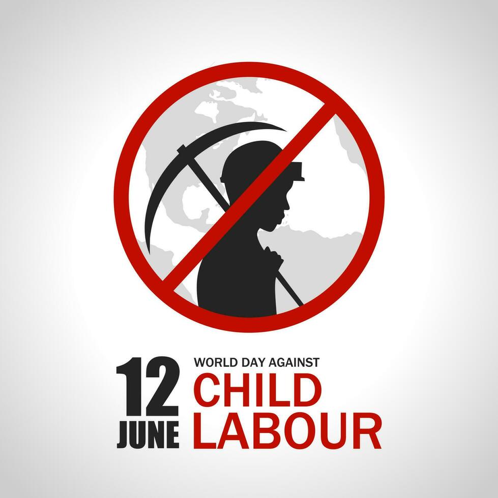 wereld dag tegen kind arbeid vector illustratie. geschikt voor poster, spandoeken, campagne en groet kaart.