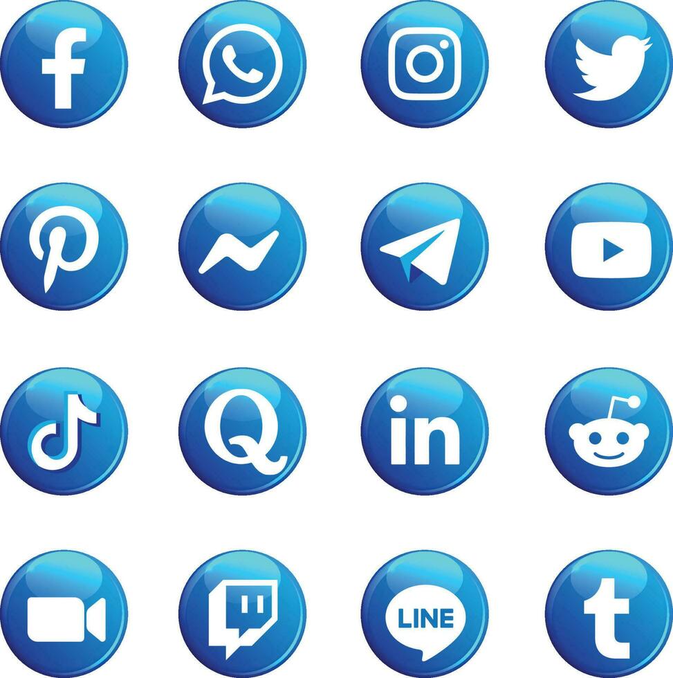 icoon reeks - sociaal media knop blauw vector