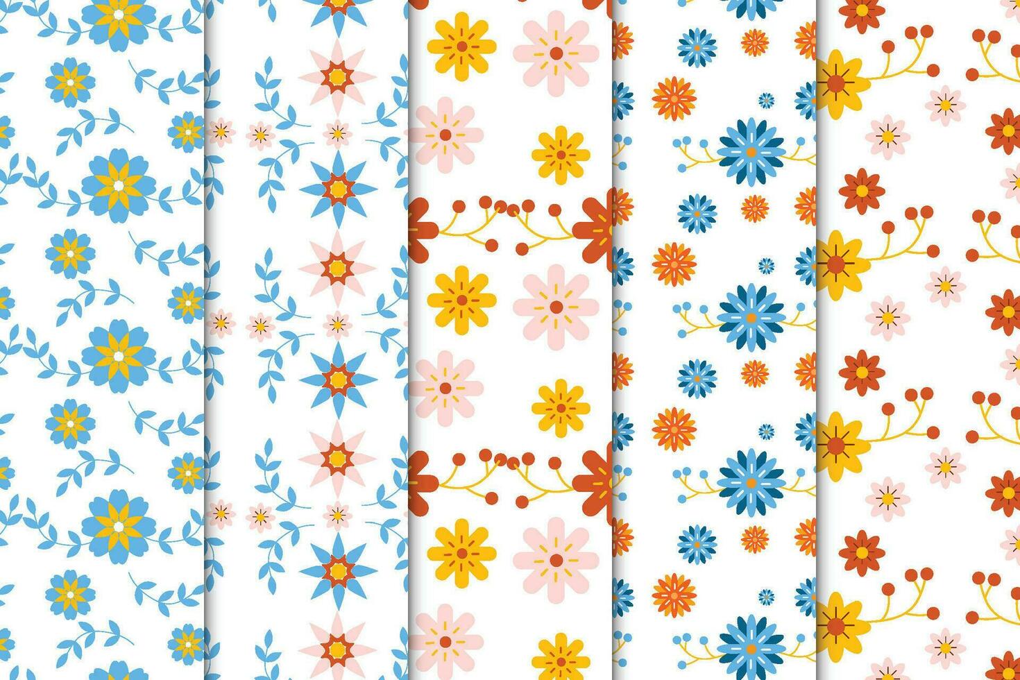naadloos bloem tuin en blad patroon bundel vector. gemakkelijk bloemen patroon decoratie Aan een wit achtergrond. natuurlijk stijl bloem patroon verzameling voor boek dekt, achtergronden, of achtergronden. vector