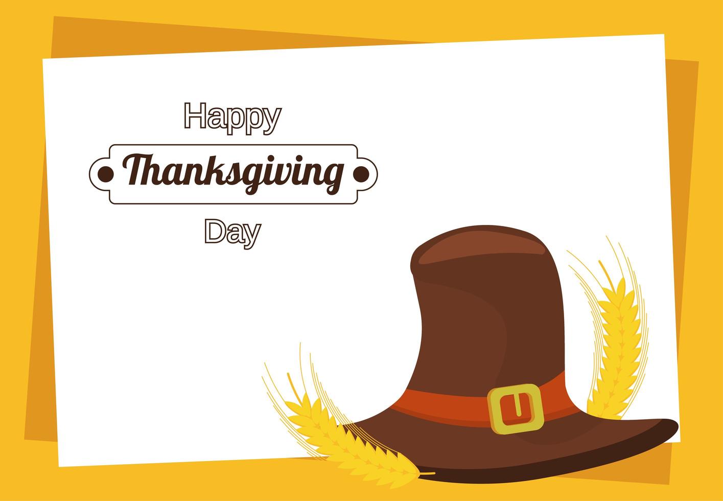happy thanksgiving day poster met pelgrimshoed en spikes vector