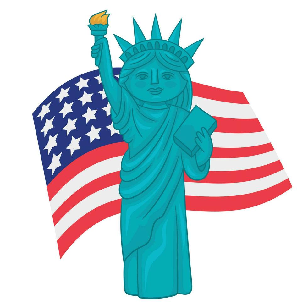 standbeeld van vrijheid. monument beeldhouwwerk in nieuw york. de nationaal symbool van Verenigde Staten van Amerika. vector