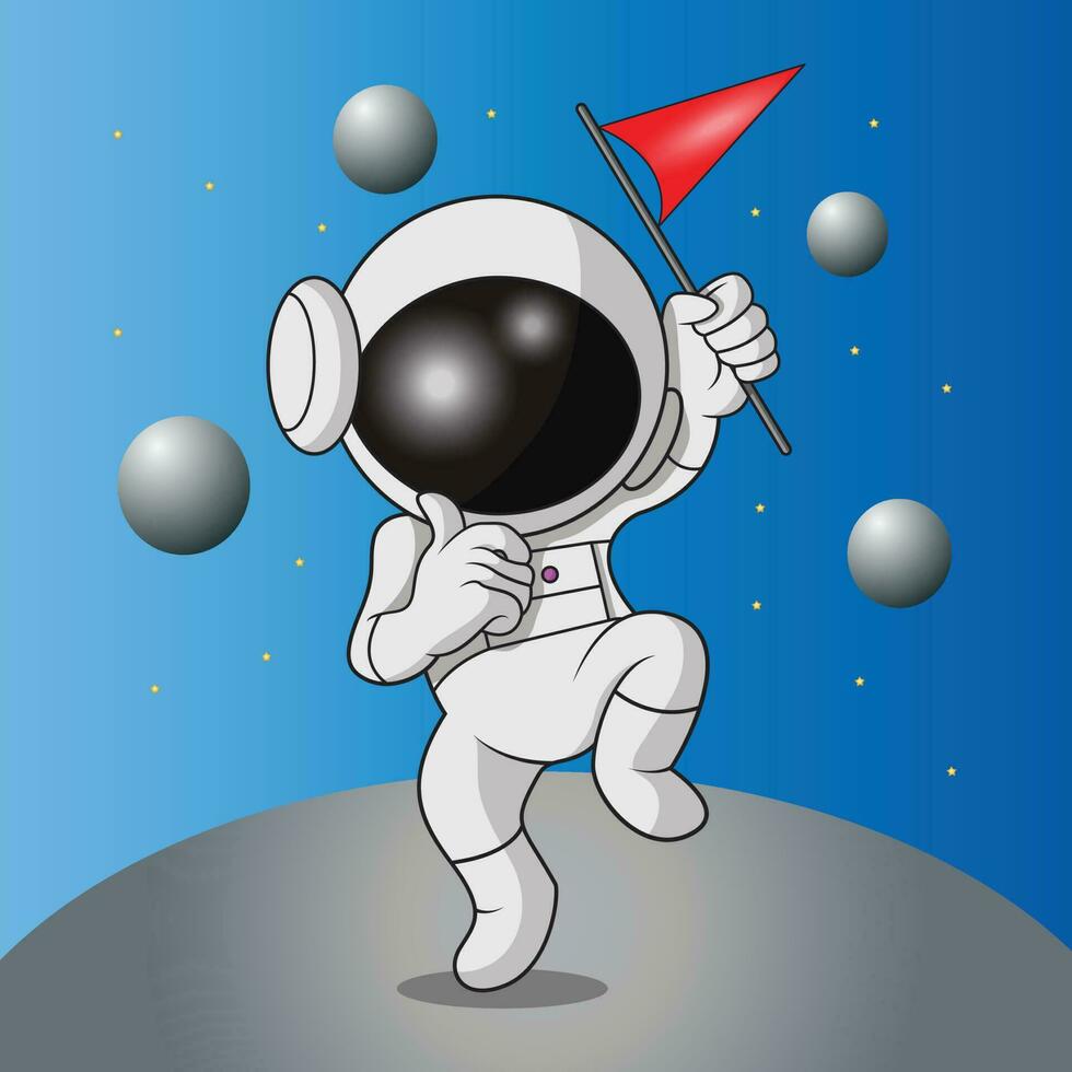 illustratie vector grafisch van een astronaut Holding een vlag