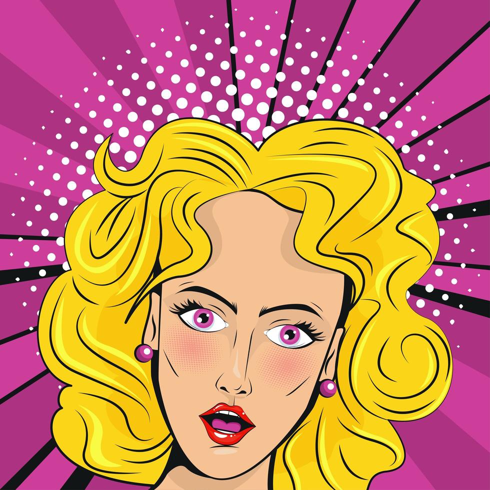 mooie blonde vrouw pop-art stijl poster vector