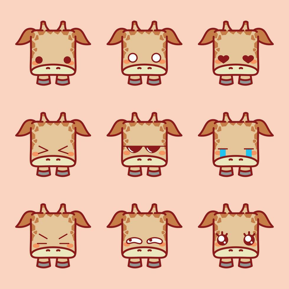 schattig kawaii giraffe emoji reeks vector