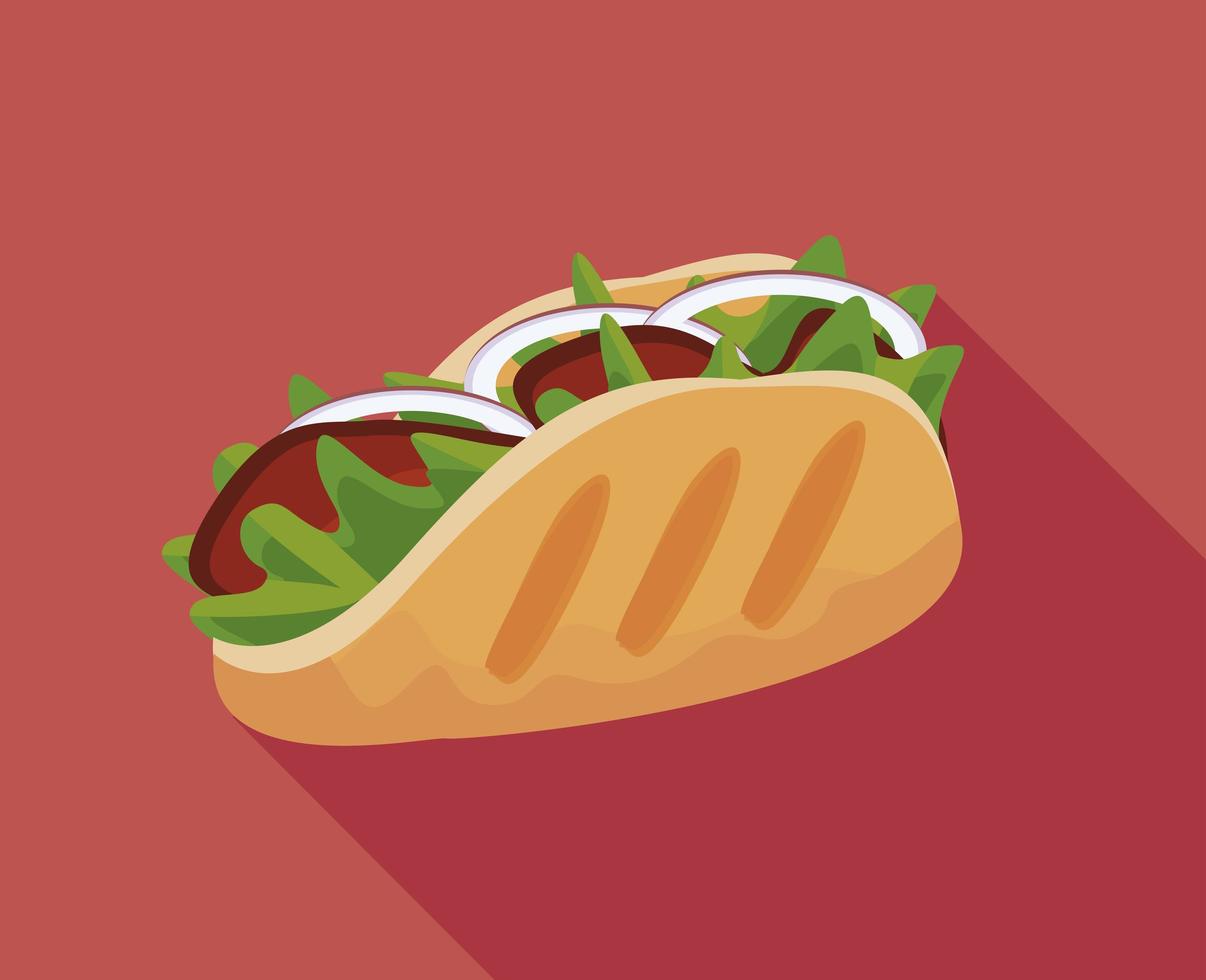 Mexicaanse burrito heerlijk fastfood pictogram vector