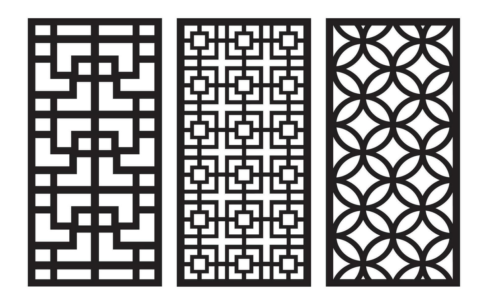 decoratief zwart patronen met wit achtergrond, geometrisch, Islamitisch en bloemen sjabloon voor cnc laser snijdend vector