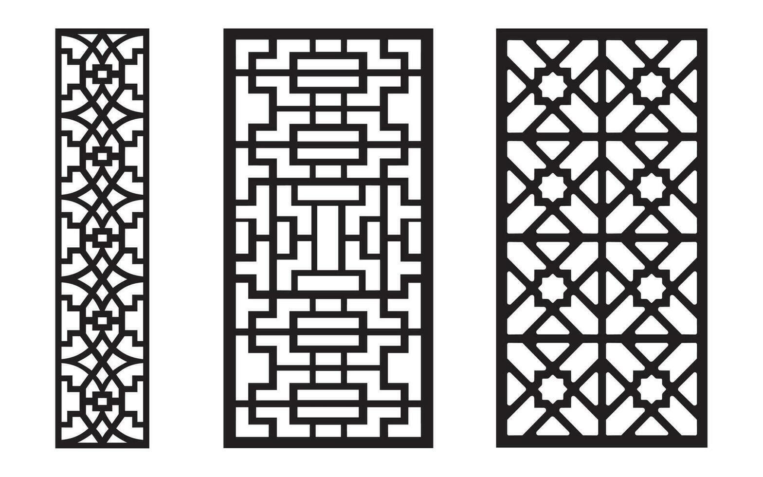 decoratief zwart patronen met wit achtergrond, geometrisch, Islamitisch en bloemen sjabloon voor cnc laser snijdend vector