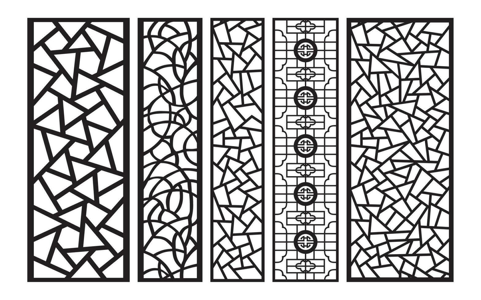 zwart patronen met wit achtergrond, Islamitisch vectoren met bloemen panelen voor cnc laser snijdend