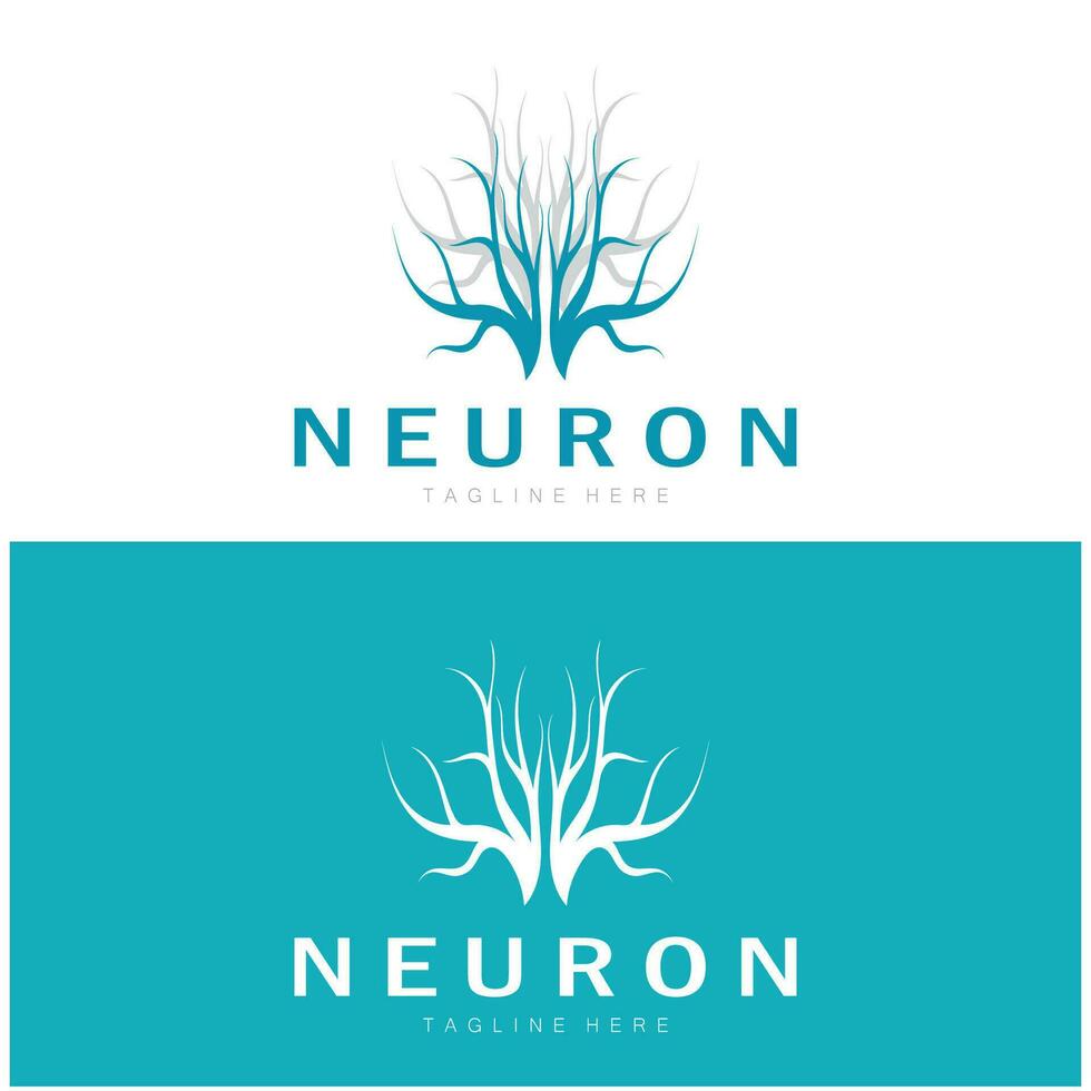 neuron, zeewier of zenuw cel logo ontwerpmolecuul logo illustratie sjabloon icoon met vector concept