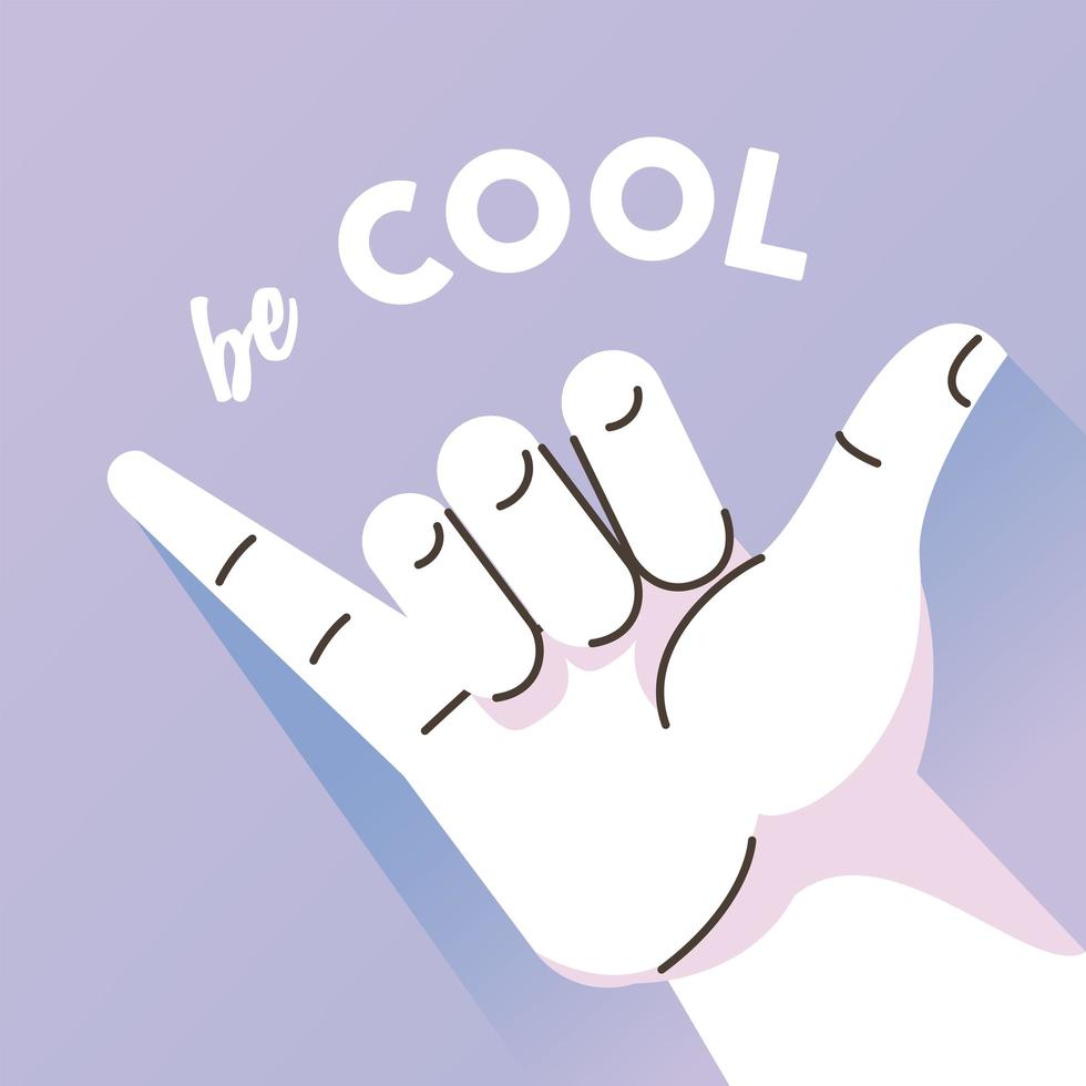 hand menselijk cool symboolgebaar en belettering vector