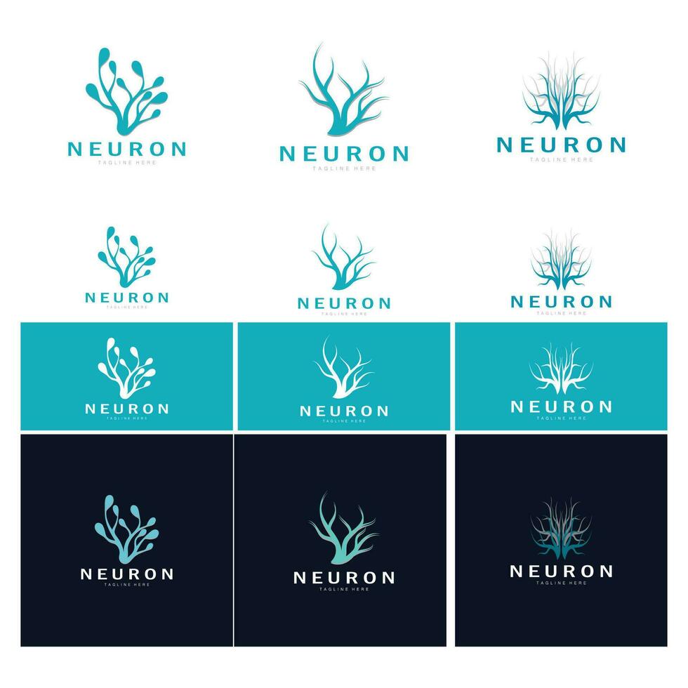 neuron, zeewier of zenuw cel logo ontwerpmolecuul logo illustratie sjabloon icoon met vector concept