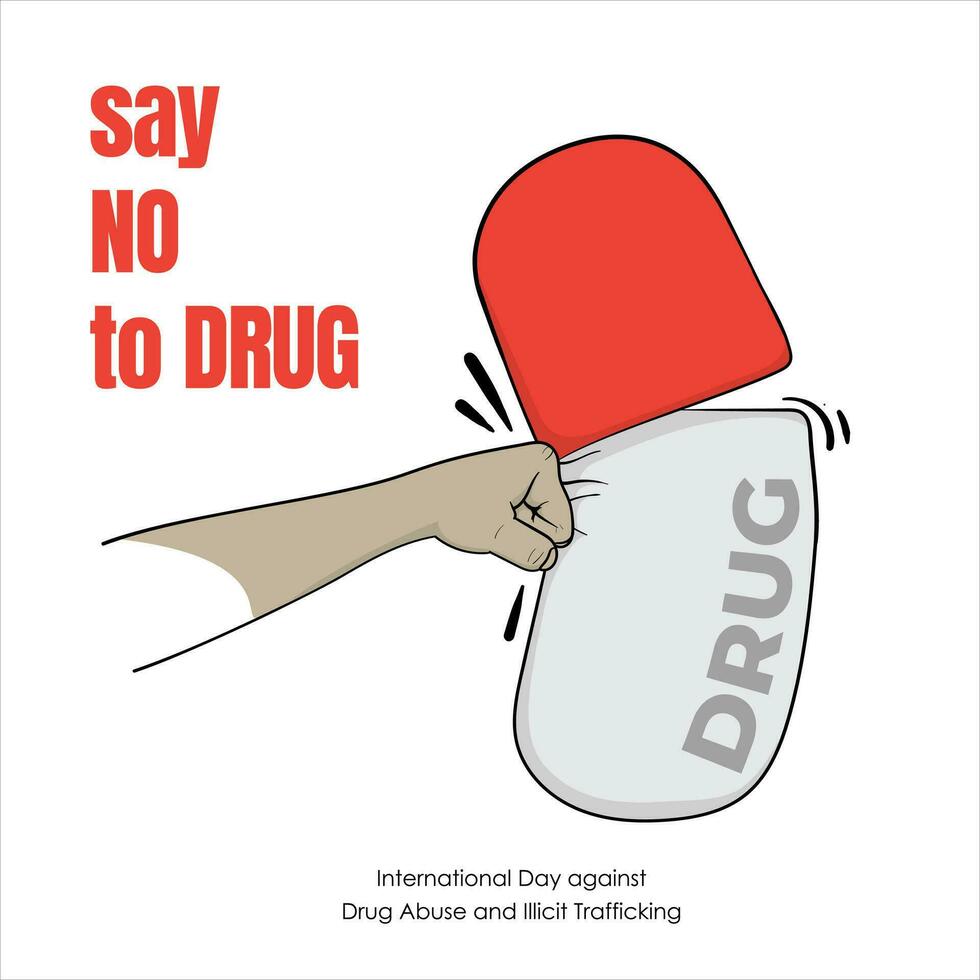 ponsen drug hand- getrokken illustratie ontwerp voor zeggen Nee naar drug poster campagne sjabloon vector
