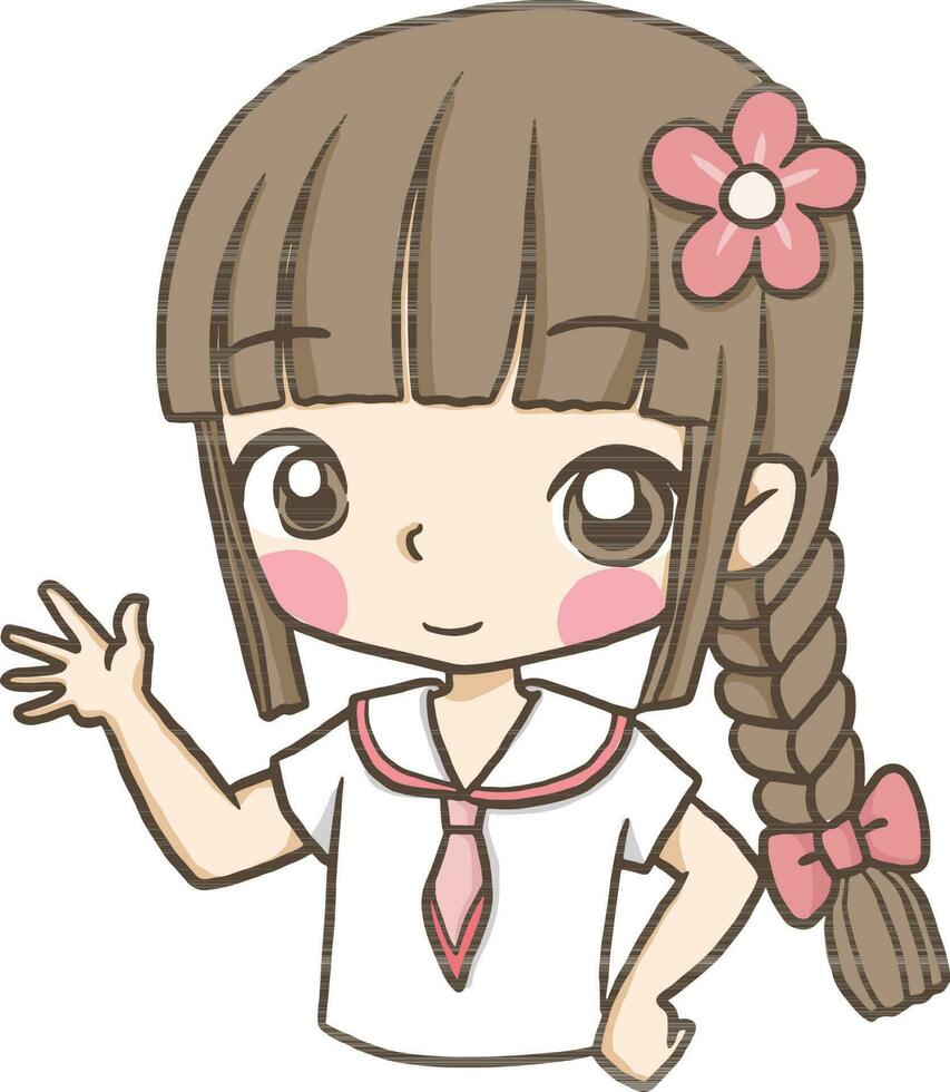 varkensstaart meisje tekenfilm tekening kawaii anime kleur bladzijde schattig illustratie tekening karakter chibi manga grappig vector