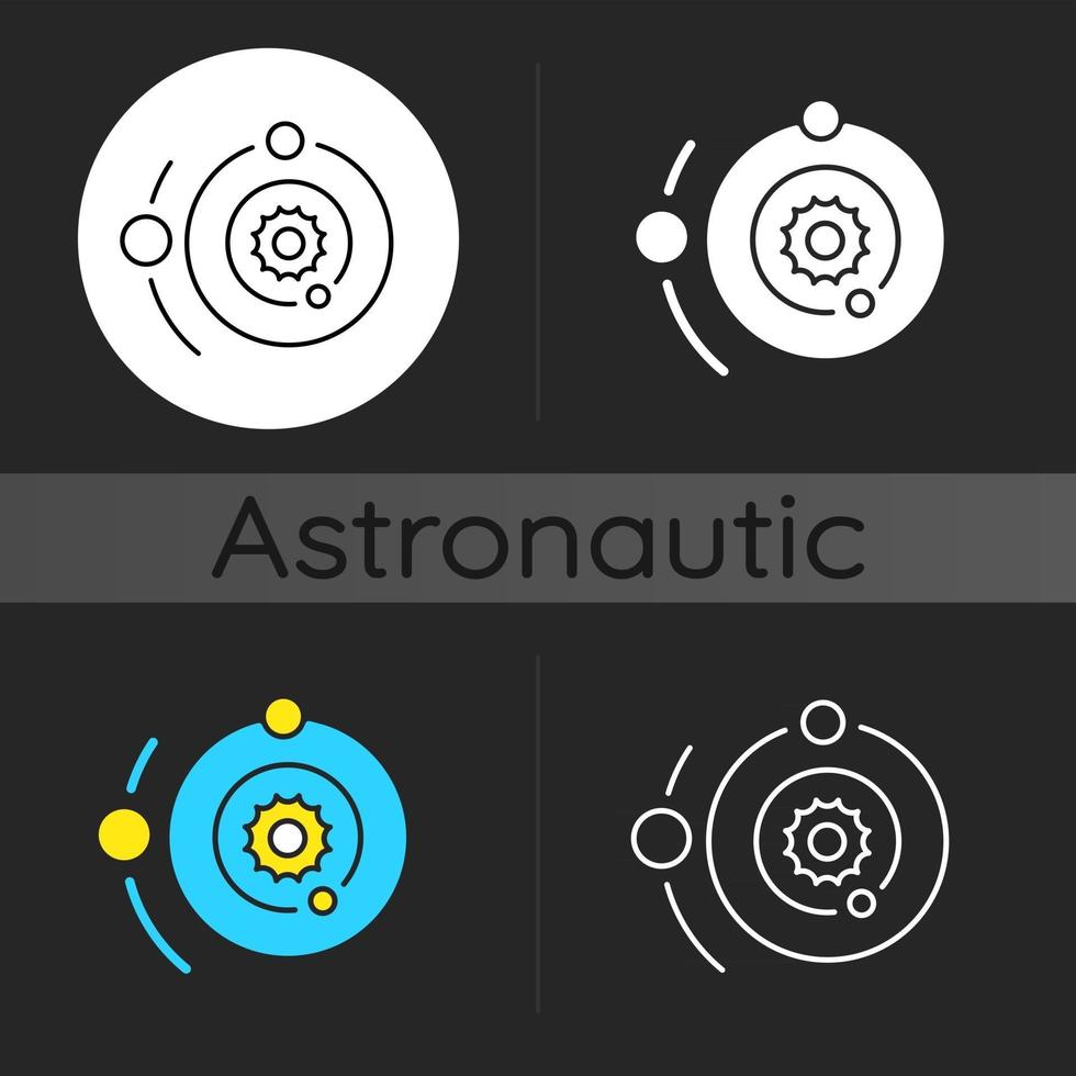 zonnestelsel donker thema pictogram vector