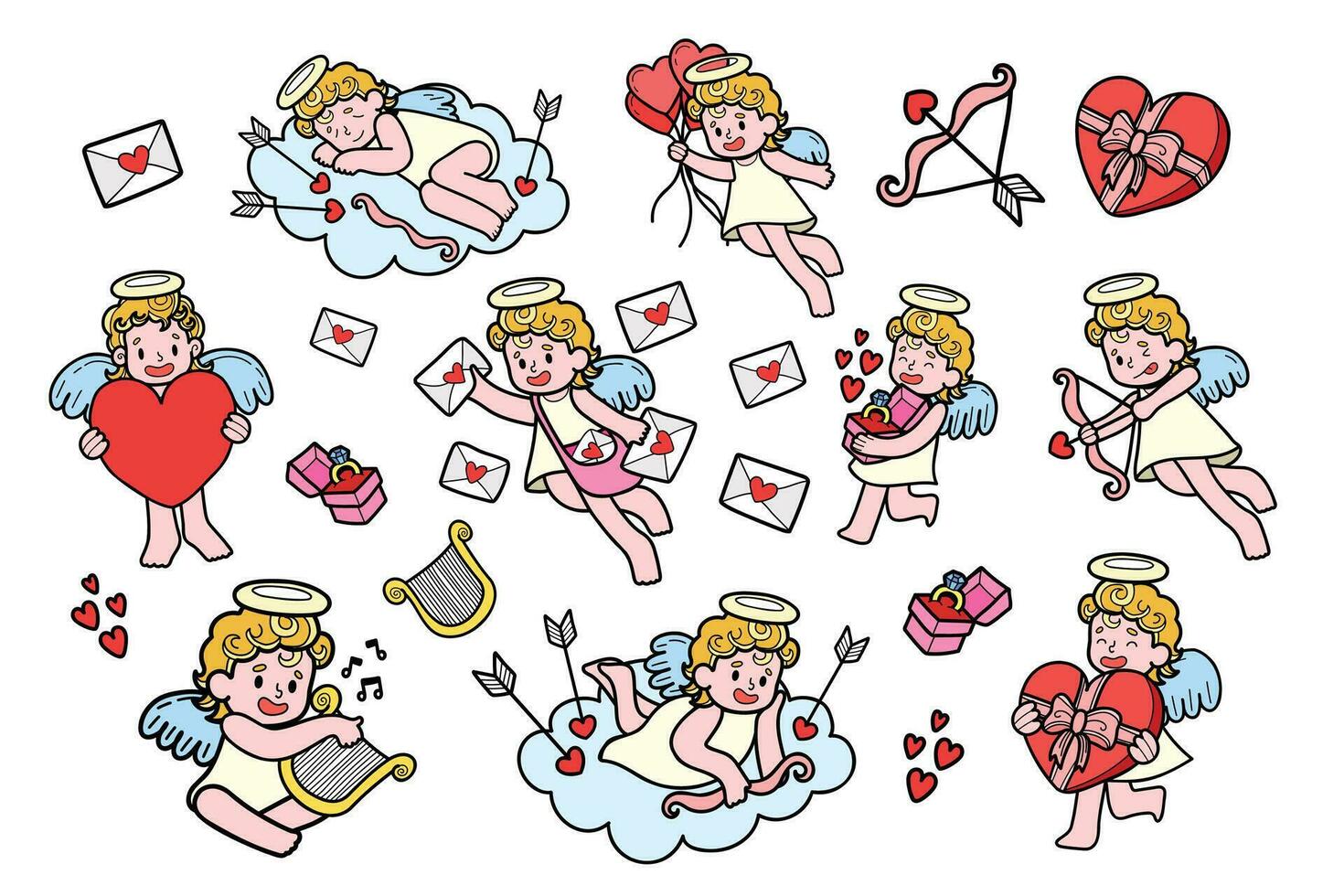 hand- getrokken Cupido verzameling in vlak stijl illustratie voor bedrijf ideeën vector