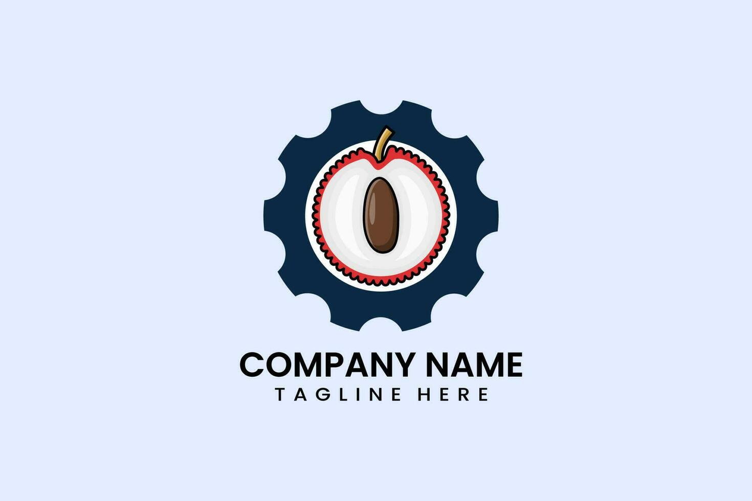 vlak lychee fruit uitrusting mechanisch bouwkunde logo vector