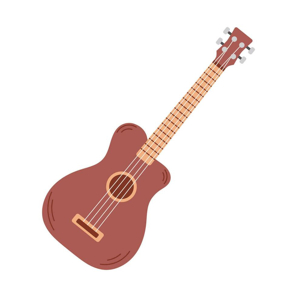 houten akoestisch gitaar geïsoleerd Aan wit achtergrond. draad musical instrument. vector tekenfilm illustratie.