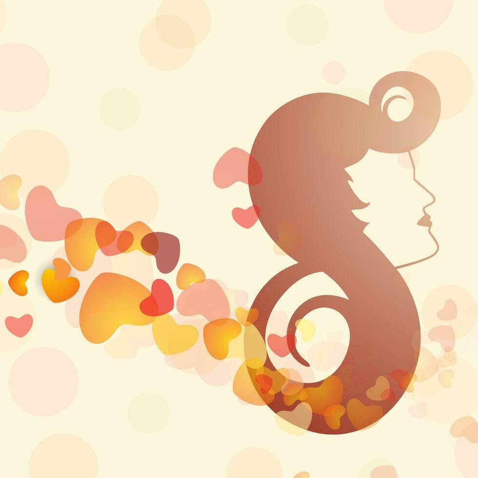 schetsen van een mooi meisje met versierd haren achtergrond of kaart voor gelukkig vrouwen dag. vector