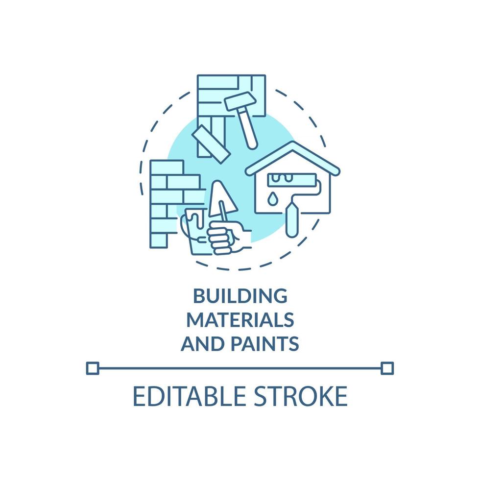 bouwmaterialen en verf concept pictogram vector