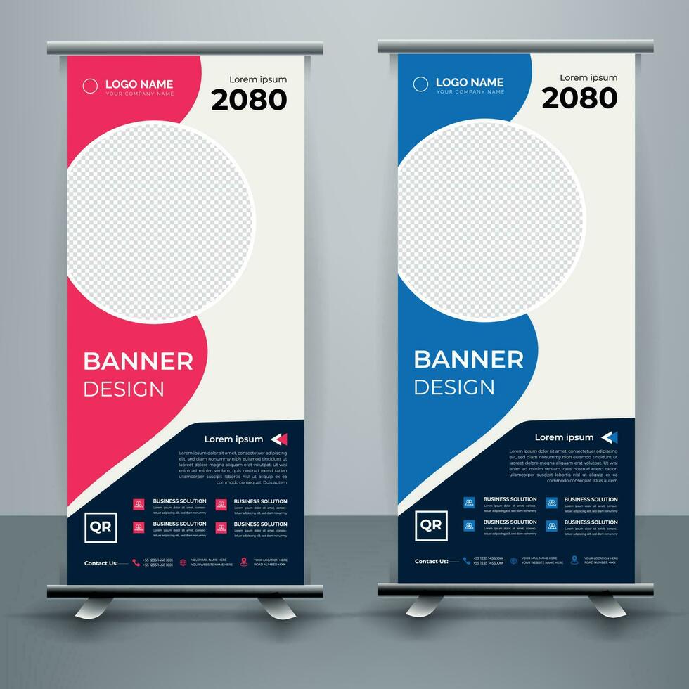 modern rollen omhoog banier sjabloon, standee sjabloon, x-banner sjabloon, vlag spandoek. verticaal, abstract achtergrond, Trekken omhoog ontwerp, modern x-banner, rechthoek maat. vector