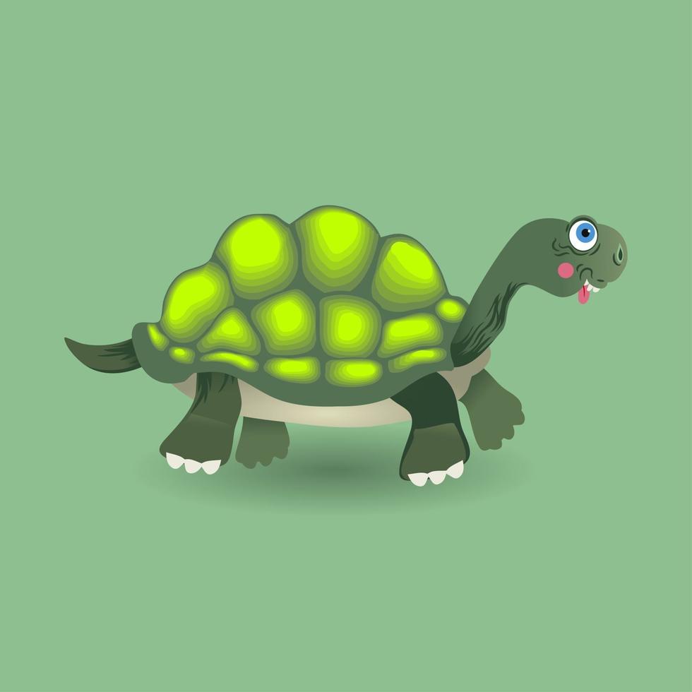 schattige cartoon groene schildpad vector