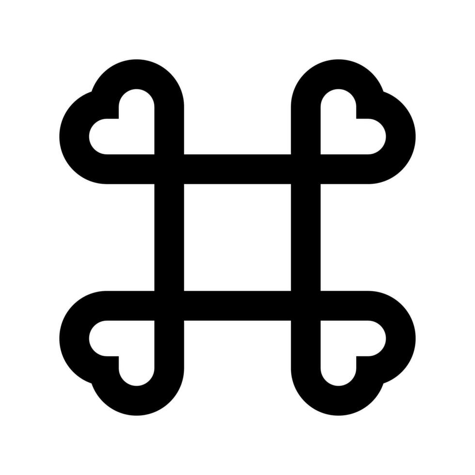 hart vormig hoek plein icoon verbonden. zwart lijn commando symbool wit achtergrond. symmetrisch oneindigheid logo ontwerp. vector illustratie.