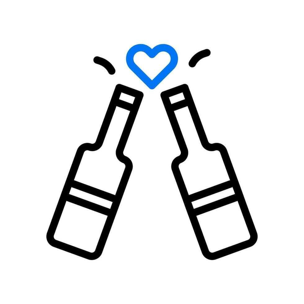 wijn liefde icoon duokleur blauw zwart stijl Valentijn illustratie symbool perfect. vector