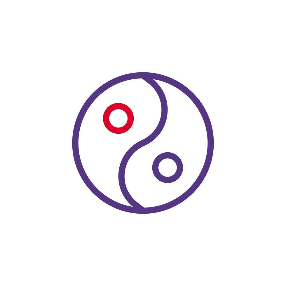 yin en yang icoon duokleur rood Purper kleur Chinese nieuw jaar symbool perfect. vector