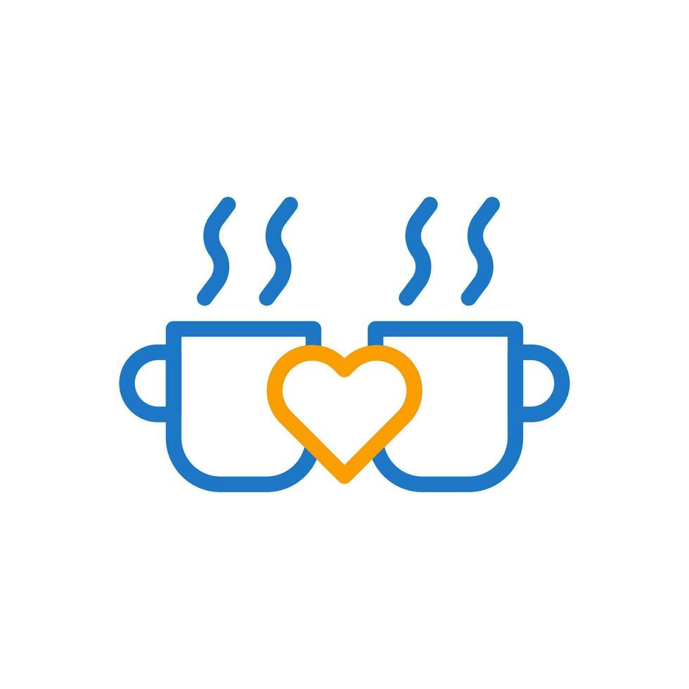 kop liefde icoon duokleur blauw oranje stijl Valentijn illustratie symbool perfect. vector