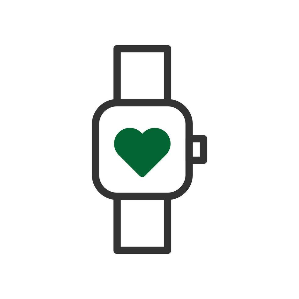 SmartWatch liefde icoon duotoon groen zwart stijl Valentijn illustratie symbool perfect. vector