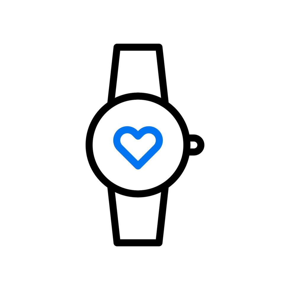 SmartWatch liefde icoon duokleur blauw zwart stijl Valentijn illustratie symbool perfect. vector