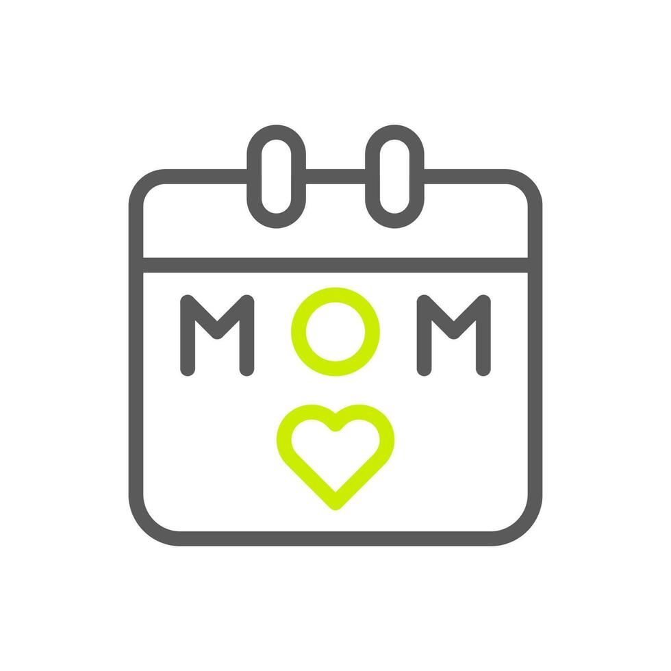 kalender mam icoon duokleur groen grijs kleur moeder dag symbool illustratie. vector