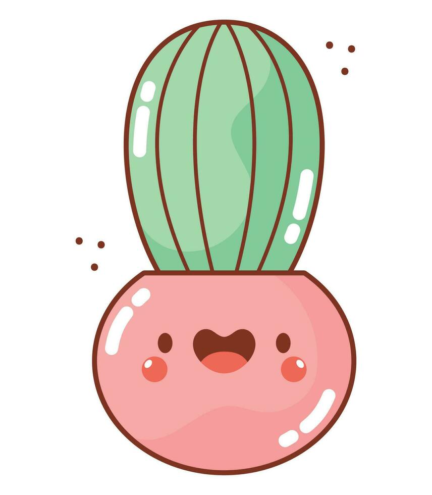 kawaii ingemaakt cactus over- wit vector