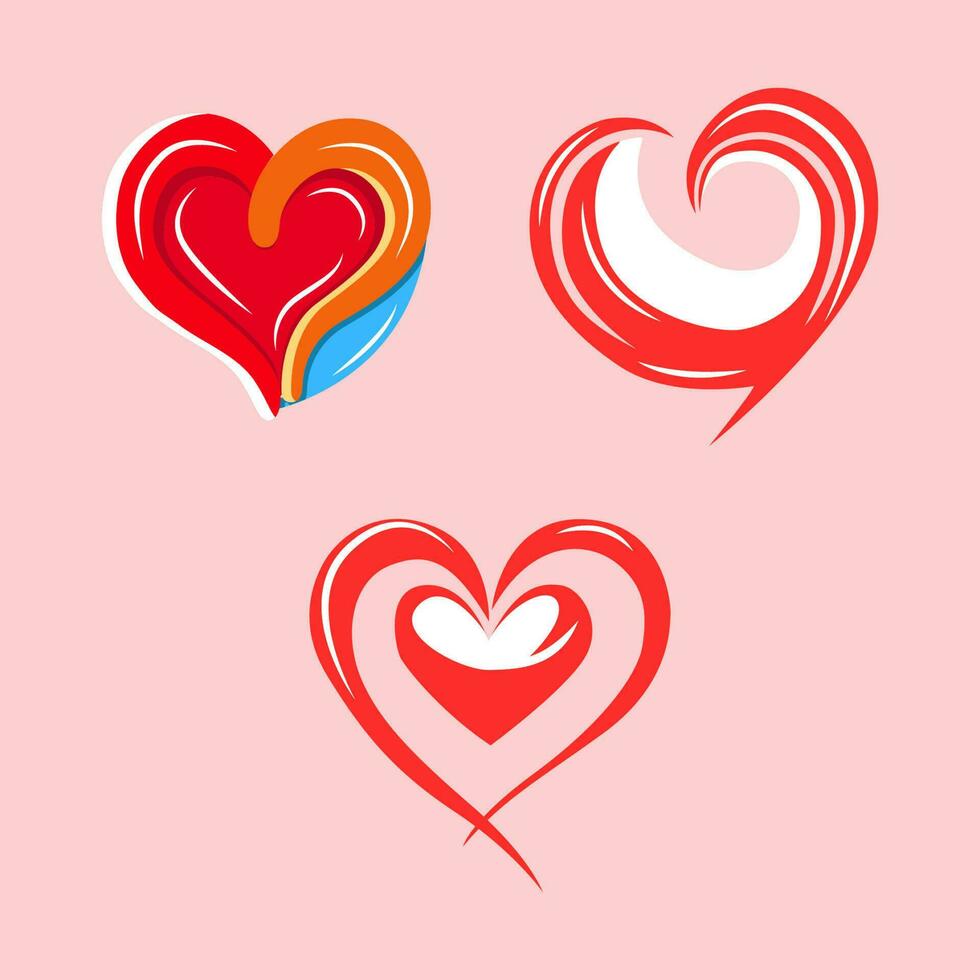 hart logo reeks ontwerp vector sjabloon illustratie hand- getrokken