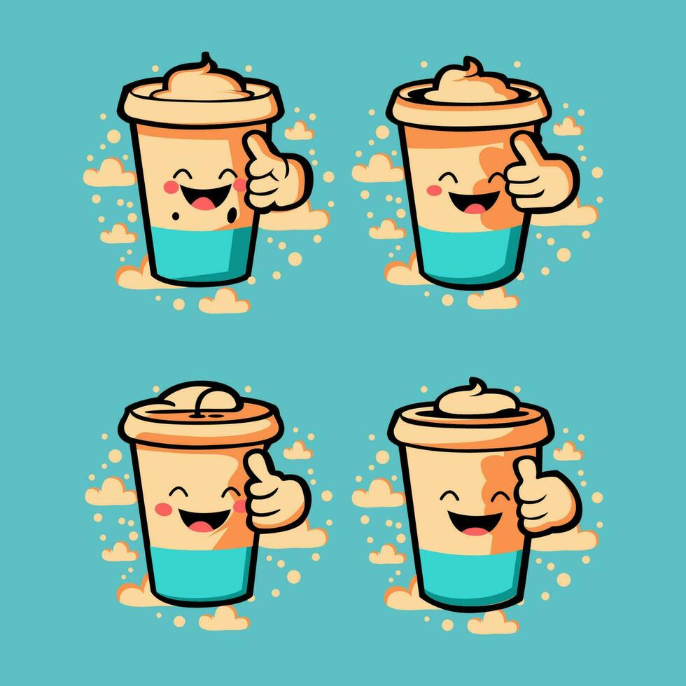 schattig bubbel melk thee tekenfilm tekens vector set. ontwerp voor melk thee advertenties en logo ontwerp sjabloon.