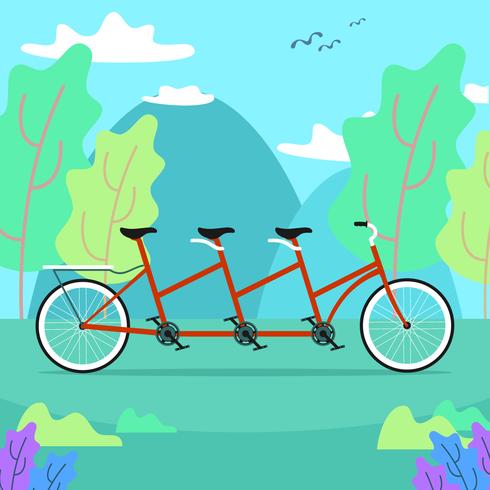 Tandemfiets in aardvector vector