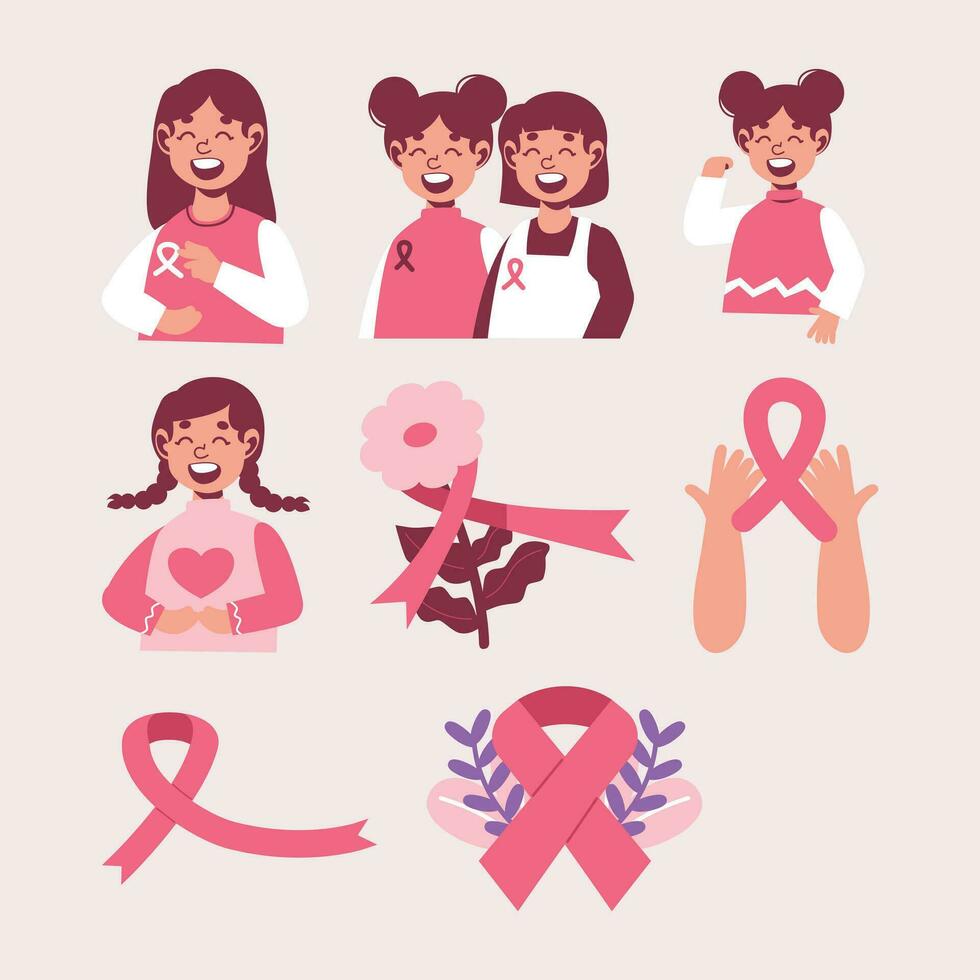 borst kanker bewustzijn vlak illustratie reeks met roze kleur vector