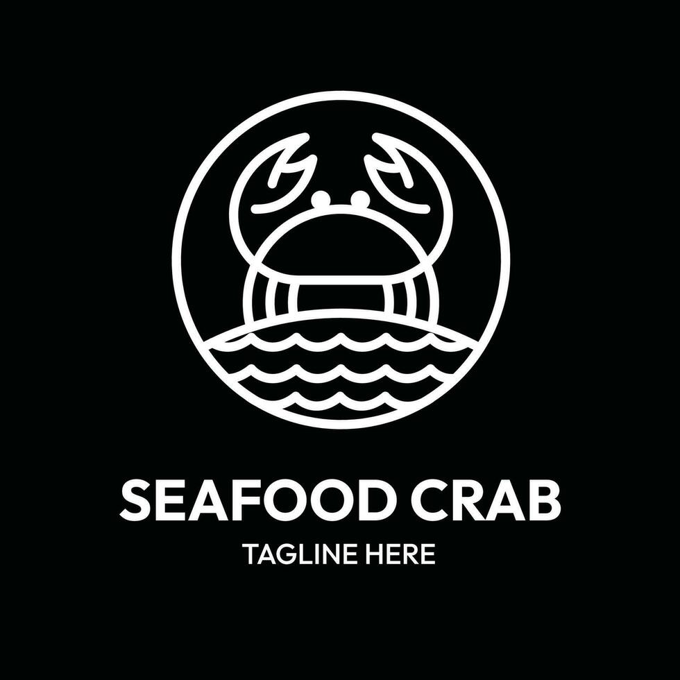 zeevruchten krab restaurant lijn kunst schets logo vector