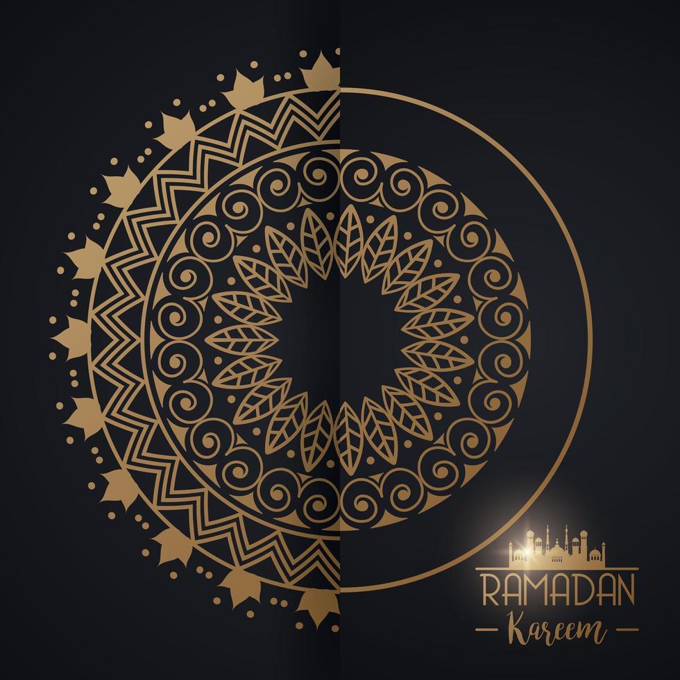 eid mubarak-kaart met mandala-frame vector