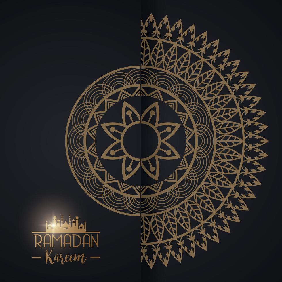 eid mubarak-kaart met mandala-frame vector