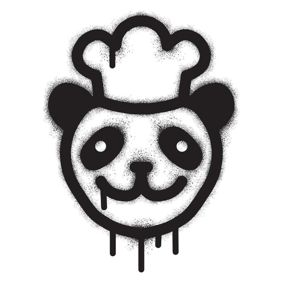 panda chef graffiti met zwart verstuiven verf vector