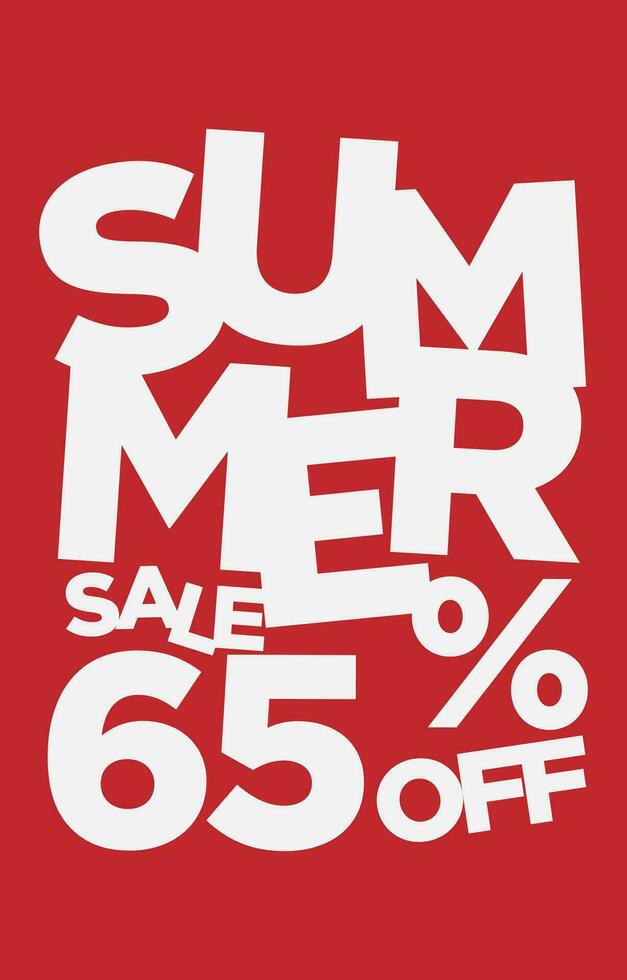 65 procent uit zomer uitverkoop promotionele typografie vector ontwerp element