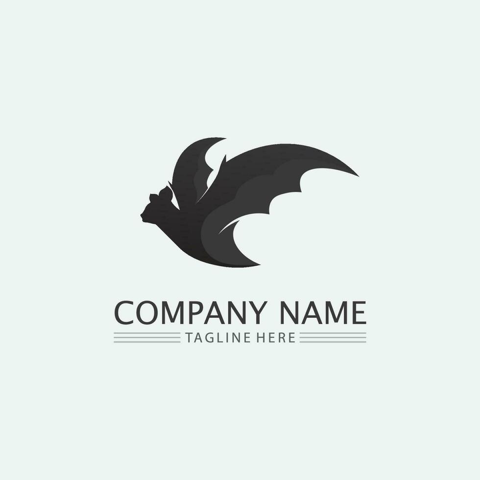 vleermuis logo dier en vector, vleugels, zwart, halloween, vampier, gothic, illustratie, ontwerp vleermuis icoon vector