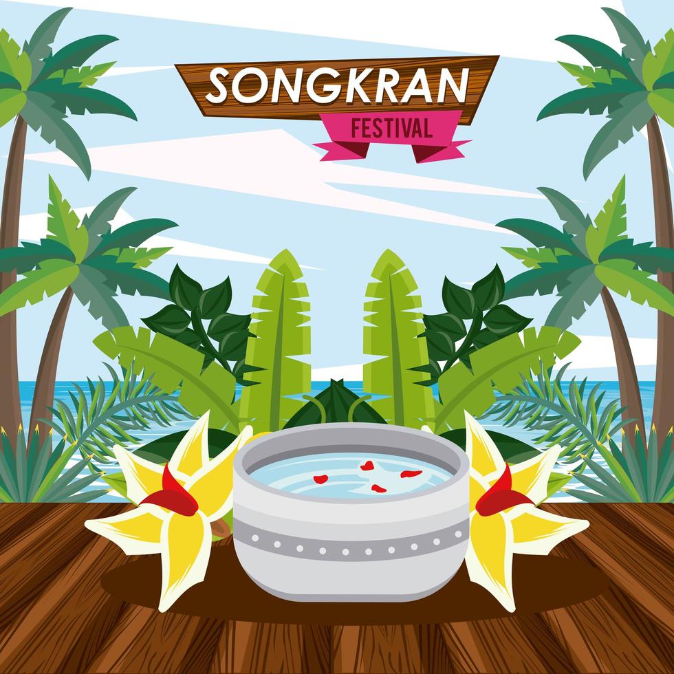 songkran-feest met komwater vector