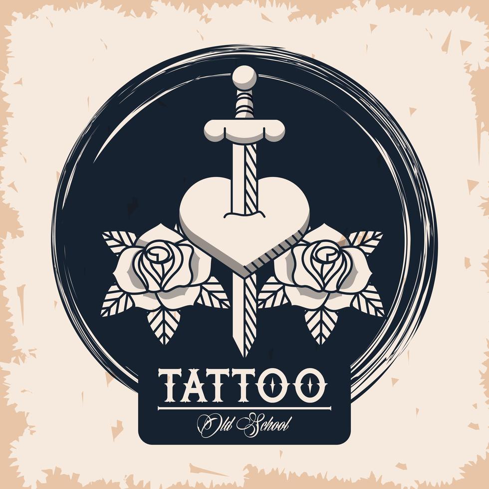 zwaard in hart tattoo studio afbeelding artistiek vector