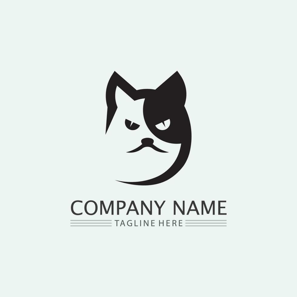 kat logo en vector dier pictogram voetafdruk kitten calico logo hond symbool cartoon karakter teken illustratie doodle ontwerp