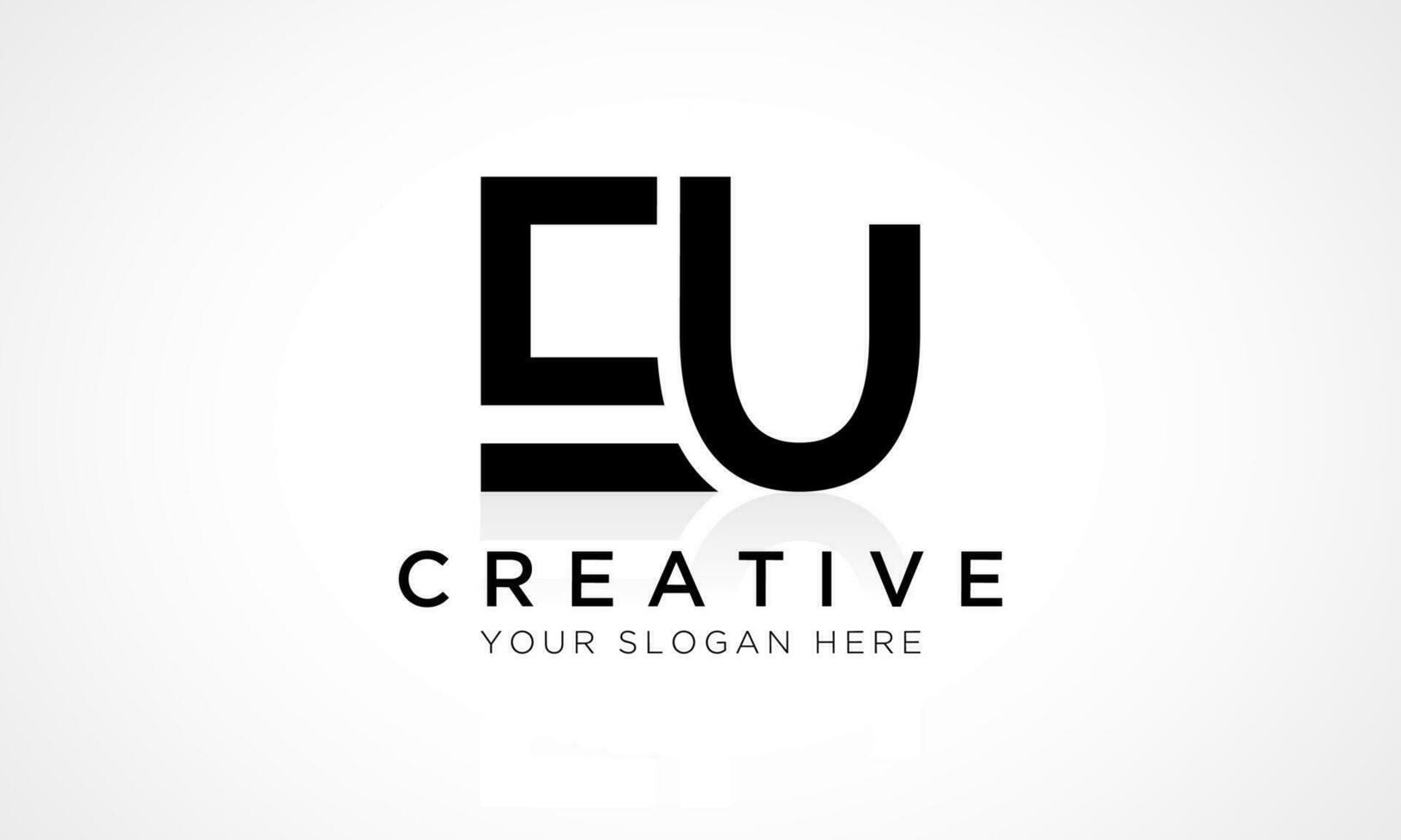 EU brief logo ontwerp vector sjabloon. alfabet eerste brief EU logo ontwerp met glanzend reflectie bedrijf illustratie.