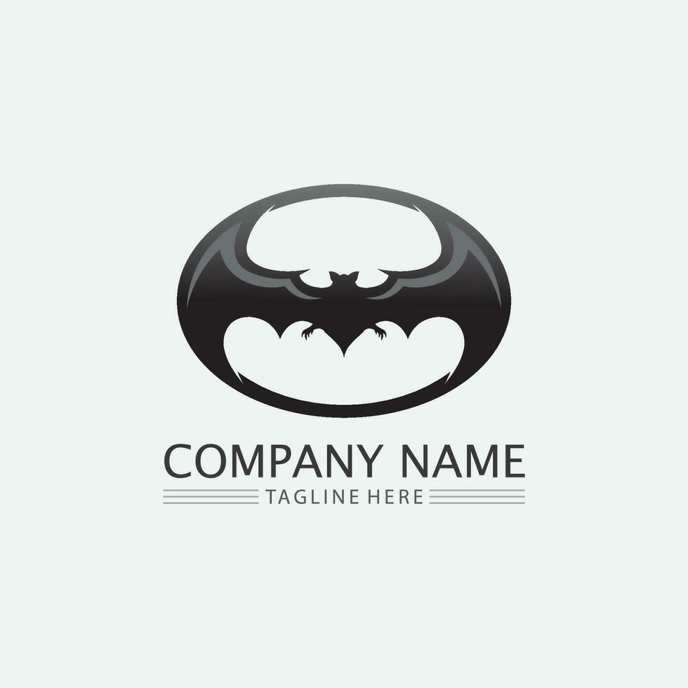 vleermuis logo dier en vector, vleugels, zwart, halloween, vampier, gothic, illustratie, ontwerp vleermuis icoon vector